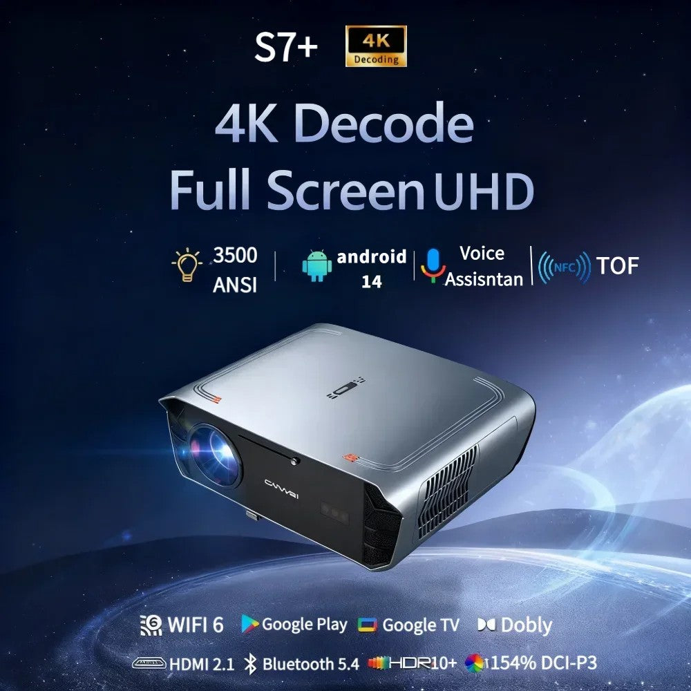 Novo projetor 4K UHD 3500 ANSI Google TV home theater projetor TOF 1080P Android WiFi 2.4+5G foco automático vídeo Projetor quente