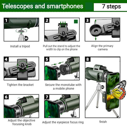 80x100 HD ZOOM Telescópio Monocular Potente Binóculos Portáteis Telescópio de Longo Alcance Caça Acampamento Com Tripé Suporte Para Celular