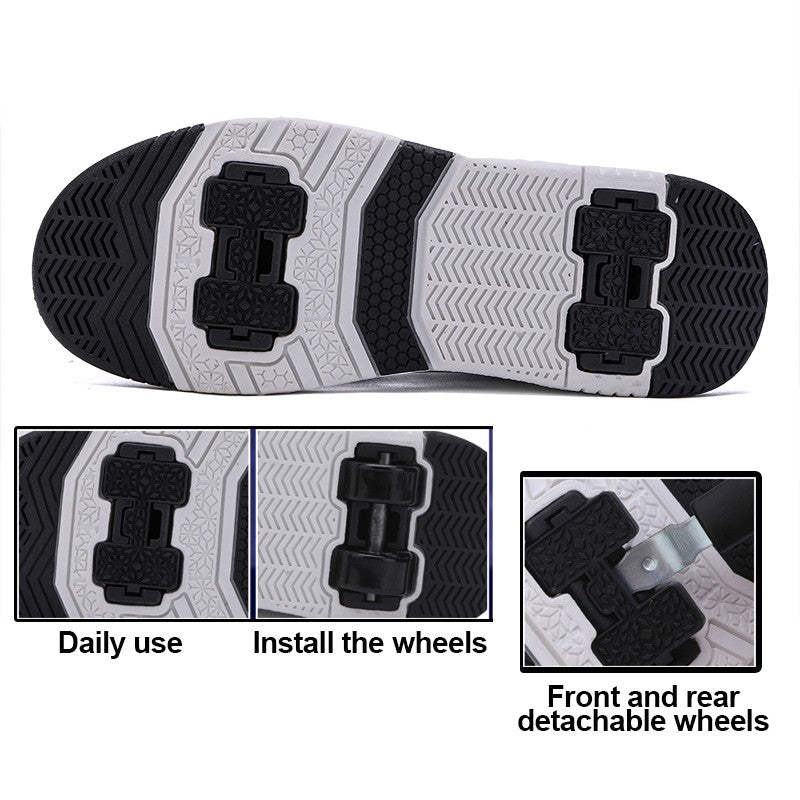 4 Wheel Skate Roller Shoes Foy Boys Casual Outdoor Sports Slide Shrink School Students Pulleys Sneakers Girls Walking Shoes