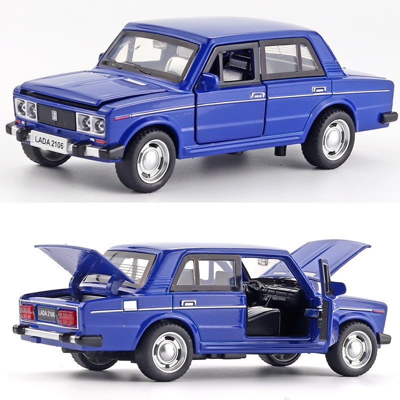 1:32 LADA 2106 Liga Clássica Modelo de Carro de Brinquedo de Metal Fundido Som e Luz Puxar para Trás Brinquedo Infantil Miniatura Modelo de Veículo Presente para Crianças