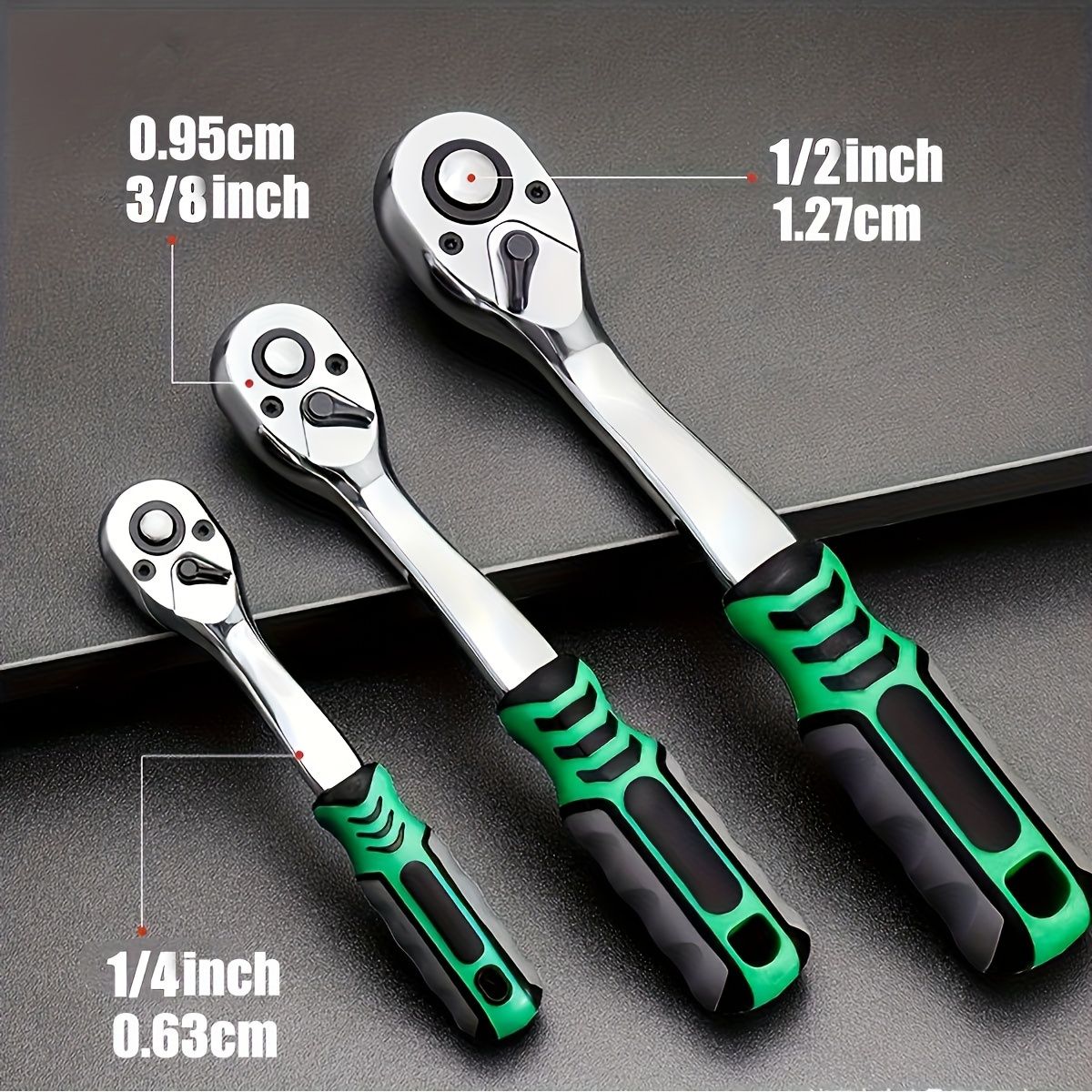 Jogo de Soquetes 72 Peças 1/4"-3/8"-1/2", Chave Catraca Compacta para Reparo Automotivo e Mecânico