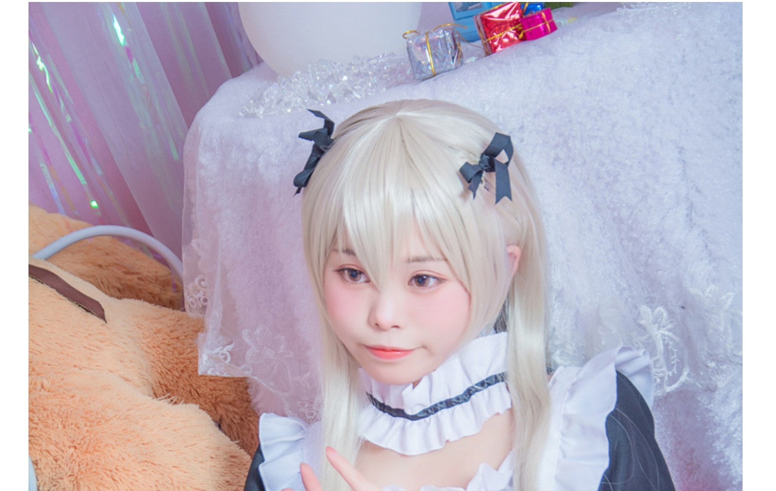 Cute Japanese Maid Outfit Sweet Lolita Cosplay Costume Black White Uniform Full Set Gothic Lace Party Halloween Stage Wear