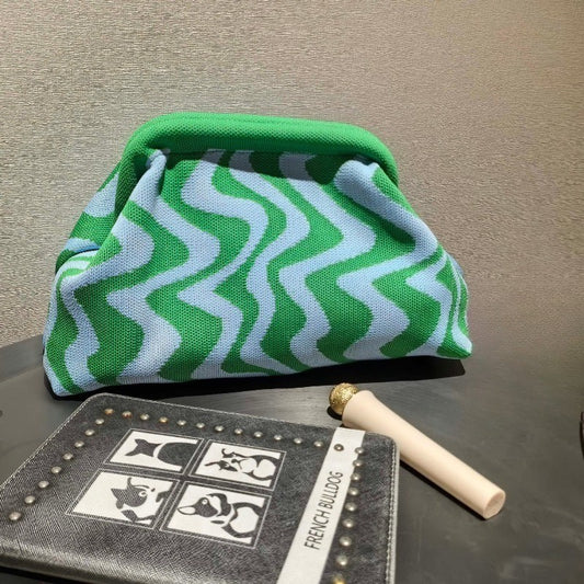 2025 NEW Ladies Beach Shoulderbag Vintage Letter Crochet Knitted Tote Crochet Cord Fabric Shopping Bag Unclosed Unlined Purse