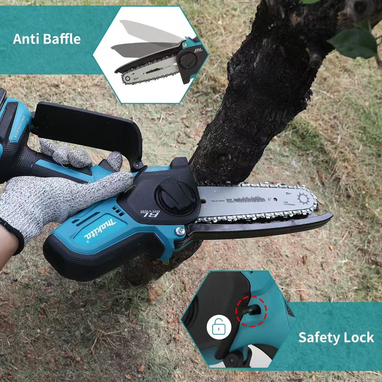 Motosserra a Bateria Makita 18V para Marcenaria com Serra de Registro Elétrica Portátil de 6 polegadas Sierra Sabre Mini Motosserra