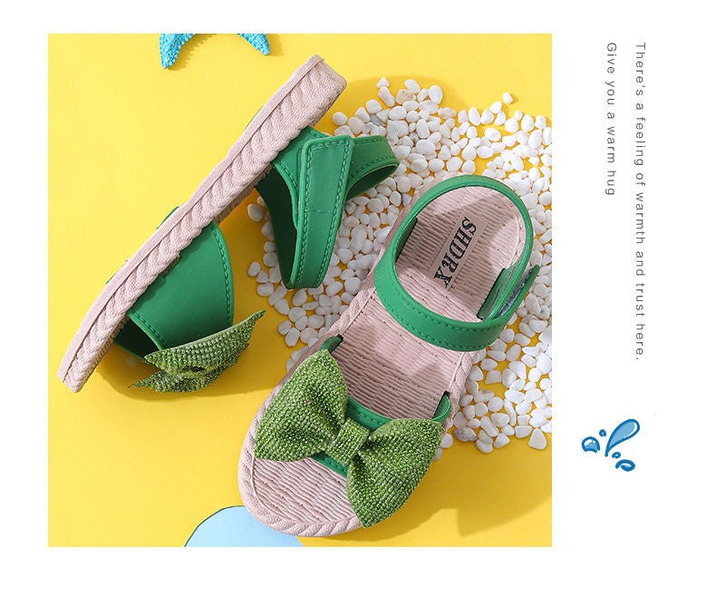 Girls Sandals Summer New Arrival Korean Style Big Kids Casual Flat Soft Sole Princess Shoes Versatile Little Girls Beach Sandals