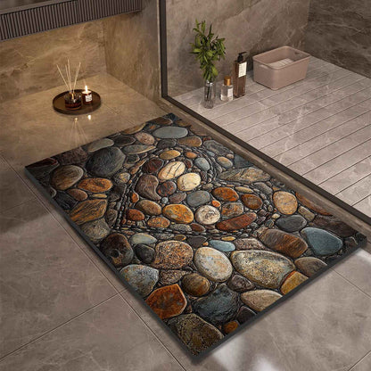 Stone Design Diatomite Bath Mat Bathroom Non-slip Shower Foot Mats Absorbent Quick Dry Toilet Rugs Carpet Doormat Washable