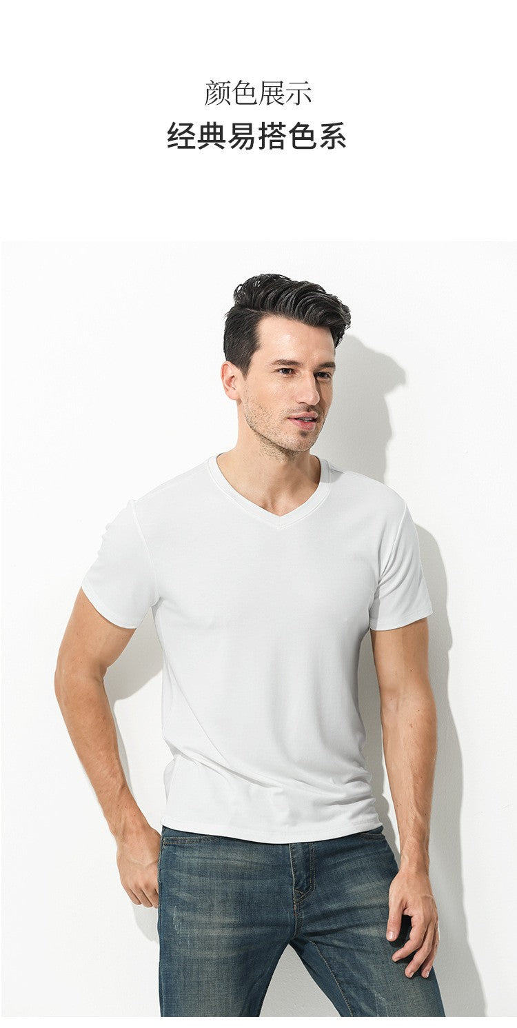94% Modal 6% Spandex Summer Short Sleeve T-shirt Men Crew Neck Solid Color Casual Underwear Brand High Quality Mens Clothing New