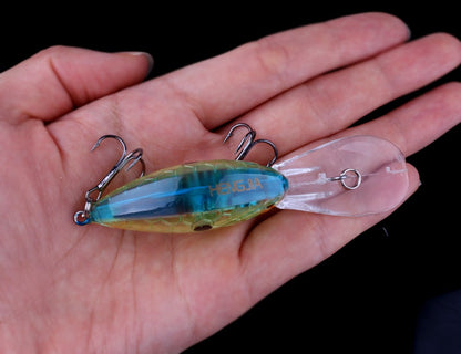 HENGJIA 13G 9CM Iscas de Pesca Rock Crank Bait Crankbait Minnow Baixo Anzóis Triplos Isca Dura Wobbler Língua Longa e Grande
