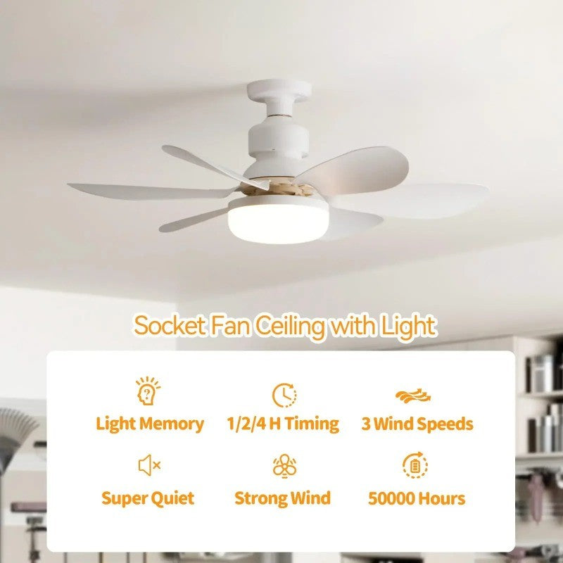 LED 30W Ceiling Fan Light E27 with Remote Control for Dimming, Suitable for Living Room, Study, Household Use, 85-265V