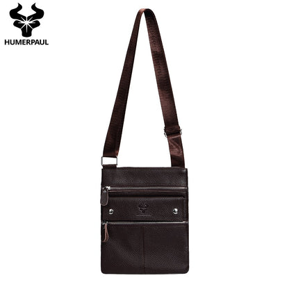 HUMERPAUL Genuine Leather Men's Crossbody Bags Large Capacity Shoulder Sling Bag Multifunction Short Travel Messenger Pack