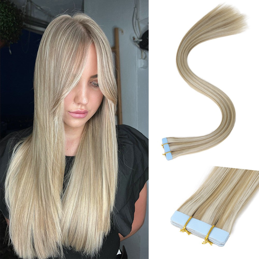 Fita de Cabelo Sintético para Mega Hair, 10 Peças, 50cm, Liso Longo, Trama Invisível, Alongamento Sem Emendas com Fita Invisível