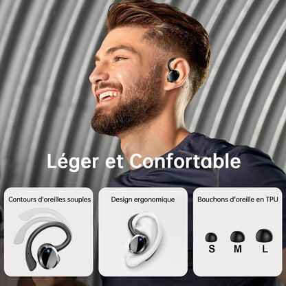 Fones de ouvido sem fio, Fones de ouvido Bluetooth 5.3 com graves estéreo, Microfone intra-auricular com cancelamento de ruído, Fones de ouvido esportivos IP7 à prova d'água, 40h de reprodução.