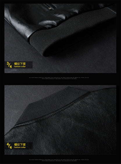 Men's Leather Jacket Bomber Motorcycle Jacket Men Fashion Causal Solid Moto Biker PU Baseball Leather Outerwear Plus Size 7Xl