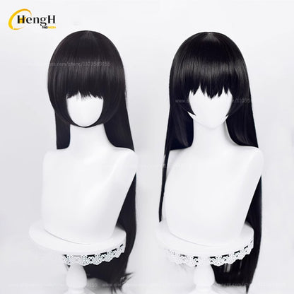 In Stock Synthetic Anime Yor Forger Cosplay Wig Long 80cm Black Straight Hair Yor Briar Heat Resistant Hair Halloween Party Wigs