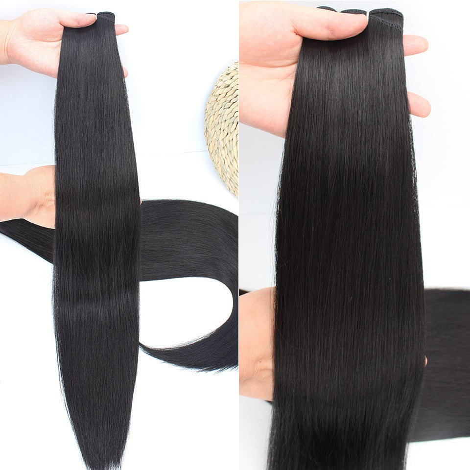 Cabelo Sintético Russo Liso de 65cm 200g, Extensões de Cabelo de Fibra com Bio Proteína Resistente ao Calor, Rabo de Cavalo para Cosplay