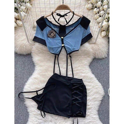 Bunny Complete Maid Cosplay Costume Set Ruffle Cosplay Vacation Halloween Outfit Halter Dress Set Outfit Costume Play Occasions