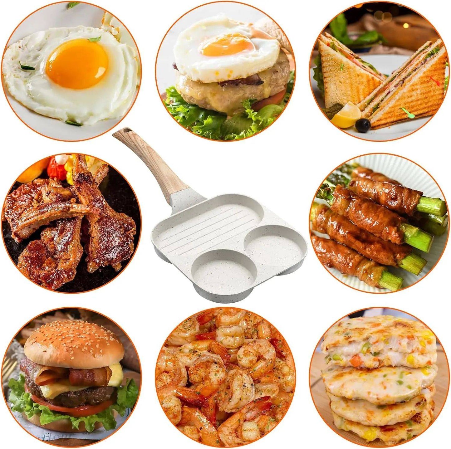 Egg Pans Small Frying Pan Nonstick for Eggs 3Section,Omelette Pan Egg Frying Pan Suitable for Pancake,Hamburger,Sandwiches