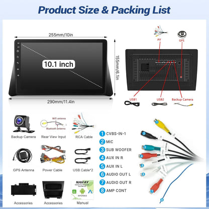 10.1 Inch Wireless Car Radio for Honda Accord 8th 2008-2013 CarPlay Android Auto Touchscreen Car Stereo with Rear Camera GPS FM