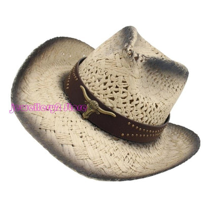 C9GF Straw Cowboy Hats With Wide Brims Cap For Adults Children And Outdoor Event