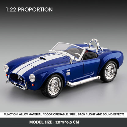 Simulação 1:22 Clássico Shelby AC Cobra Carro de Liga Leve com Luzes e Sons Colecionável Miniatura de Metal Diecast Voiture