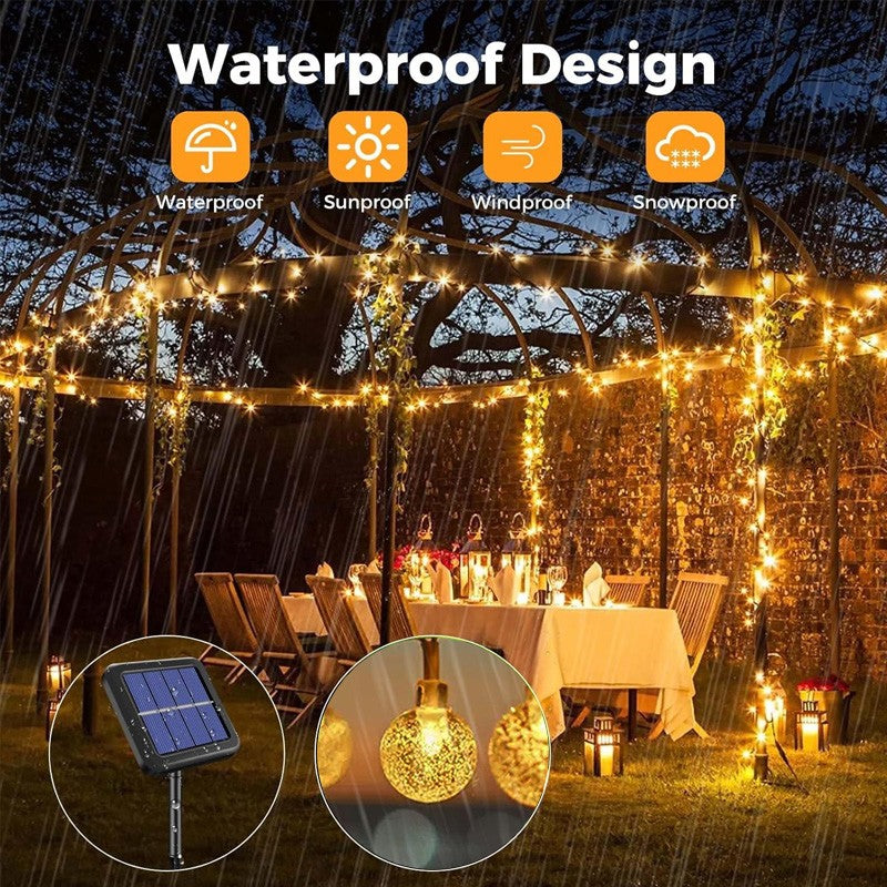 Outdoor Christmas LED String Lights - Waterproof Solar-Powered Decor - Perfect for Garden, Courtyard, Wedding & Terrace