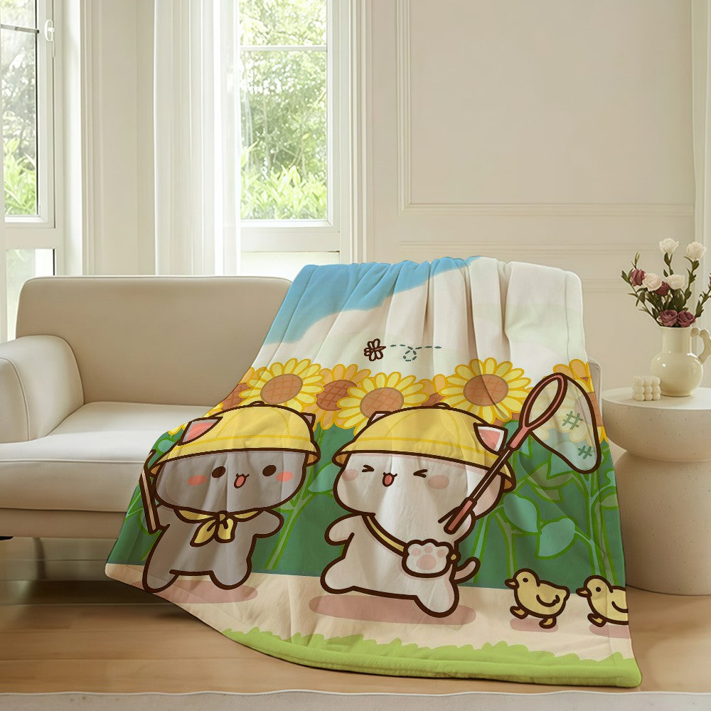 Cartoon cute Peach and Goma Blanket For Sofa Office Bed Plane Travel Sleep Read Relax Camping Soft And Warm