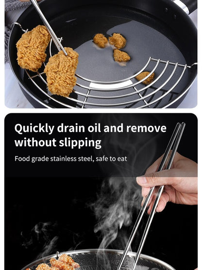 Drainage Rack Barbecue Rack Stainless Steel Hanging Pan Drainage Frying Line Rack Kitchen Insulation Drainage Oil Accessories