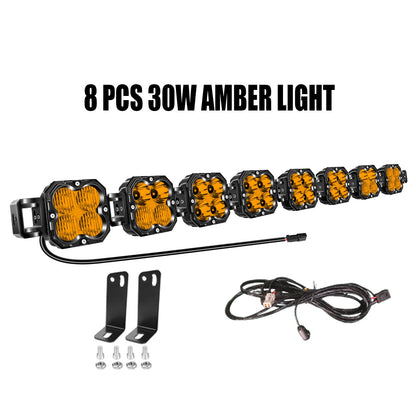 4in 30W Amer Cube LED Pod Light Spot Flood Combo Beam Work Lights,3055K/3530K Car Off-Road Driving Lamp for Truck,SUV,Motorcycle