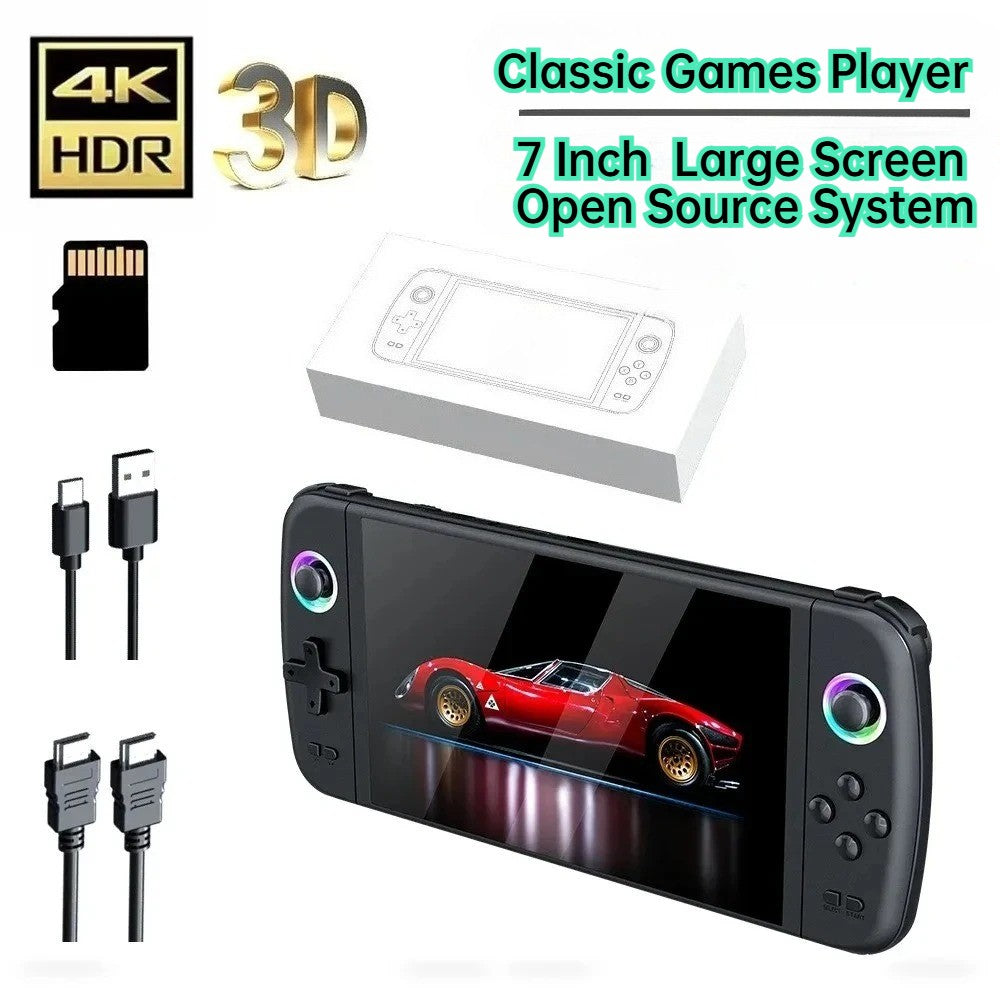 M27 Portable Retro Handheld Game Console 7 Inch IPS Handheld Video Game Player, Open Source Game Device Support Multiple Systems