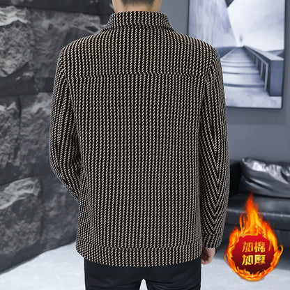 Korean Fashion Woolen Jacket for Men 2023 Winter Plaid Casual Business Trench Coat Slim Social Office Street Wear Short Overcoat
