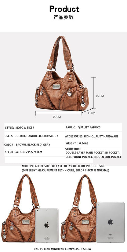 Y2K Motorcycle Bag Women's PU Leather Crossbody Bag Retro Luxury Handbag Fashion Motorcycle Bag Brand Fashion Crossbody Bag