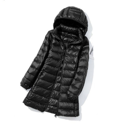 Oversized Womens Down Jackets 2023 New Arrivals  Autumn/Winter Female Long Slim Fit Hat Detachable  Skirt Coat Portable Outwear