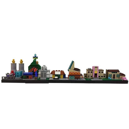 MOC Simpsonized Modular Taberna do Moe Blocos de Construção Casa da Cidade Escola Primária de Springfield Arquitetura Skyline Tijolos Brinquedos