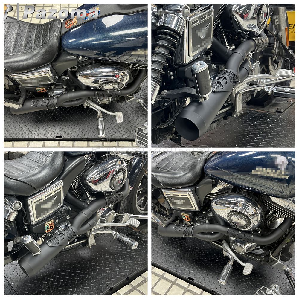 Pazoma 2-in-1 Exhaust Muffler Motorcycle Stepped Exhausts System For Harley Dyna Low Rider Street Fat Bob Super Wide Glide 06-17