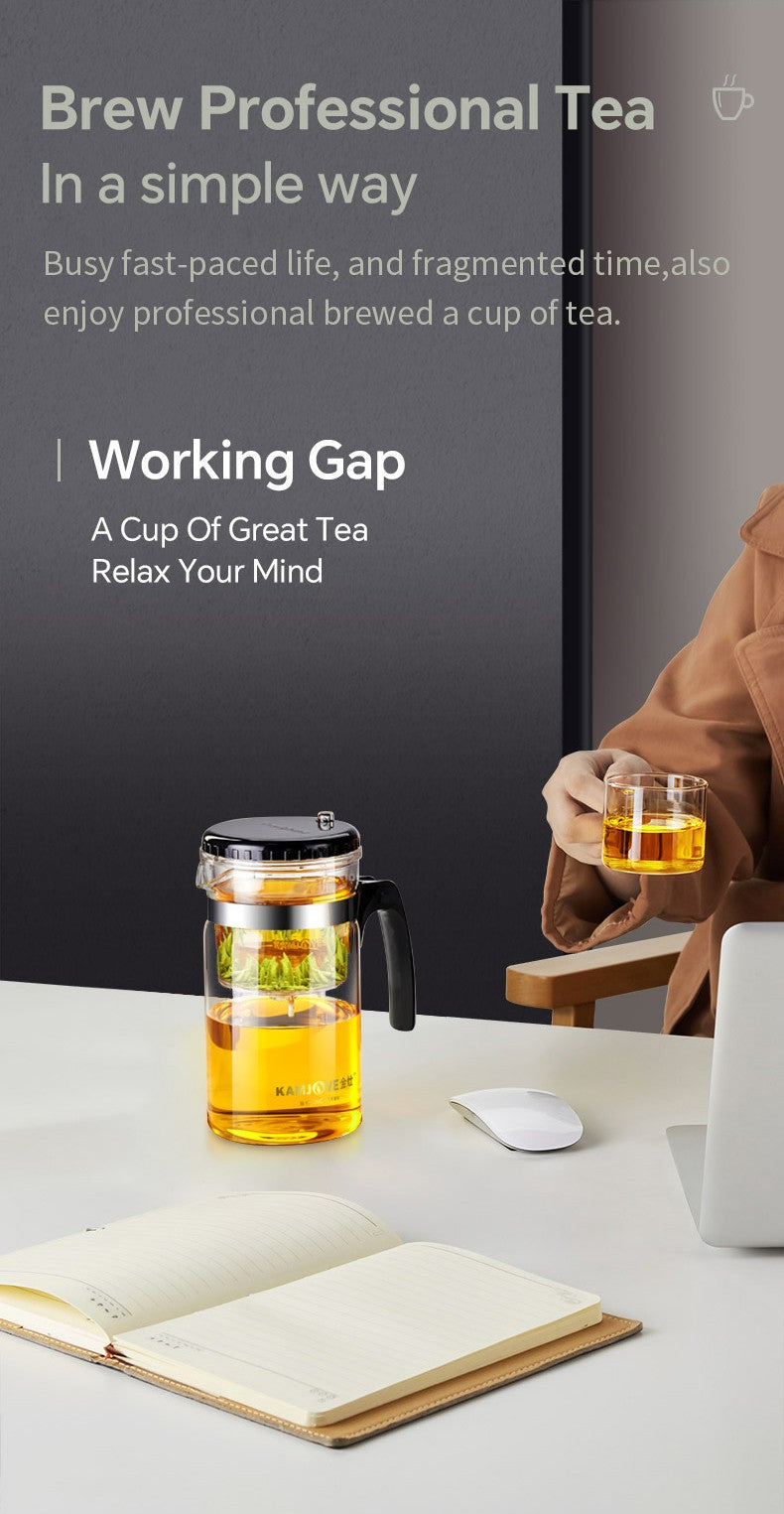 KAMJOVE Tea Pot for Infusions One-touch Tea Filtering Heat-resistant Glass Tea Cup 200/300/500/1000/1200ML Tea Brewing Kettle