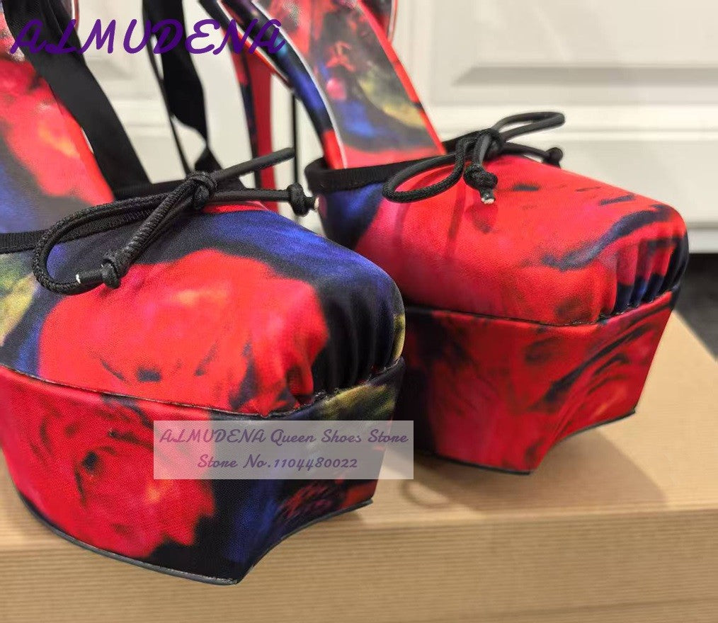 Wooden Pattern Chunky Heel Dress Pumps Black Nude Matte Platform Banquet Shoes Cork Block Heels Striped Footwear Patchwork Heels