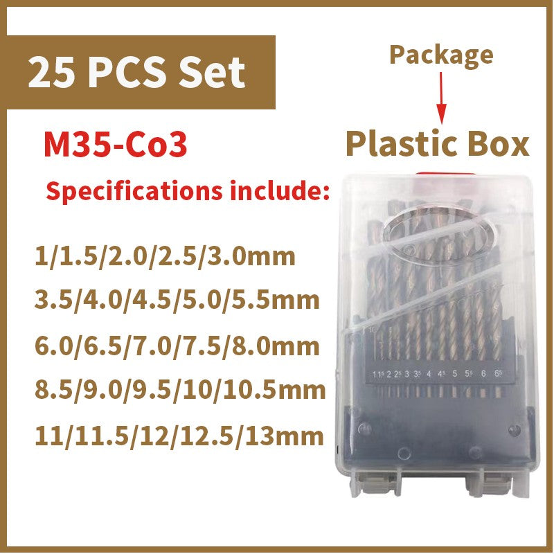 Broca Helicoidal de Cobalto HSS M35 Jogo de Ferramentas Acessórios para Perfuração de Metal Aço Inoxidável