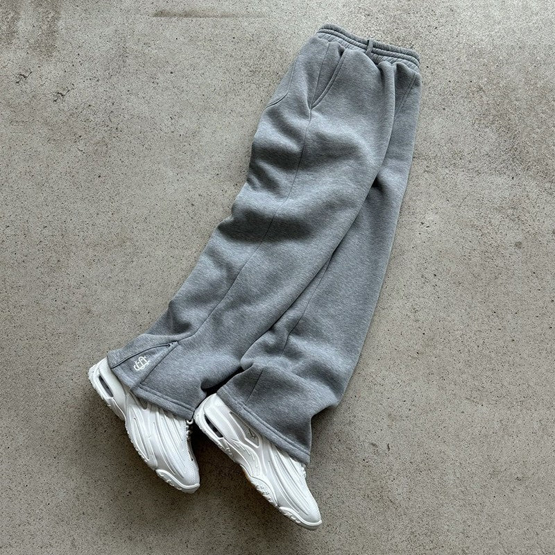 Autumn Drawstring Zipper Sweatpants Solid Color Casual High Street Hip-Hop Rap Street Y2K Style High Waist Trousers