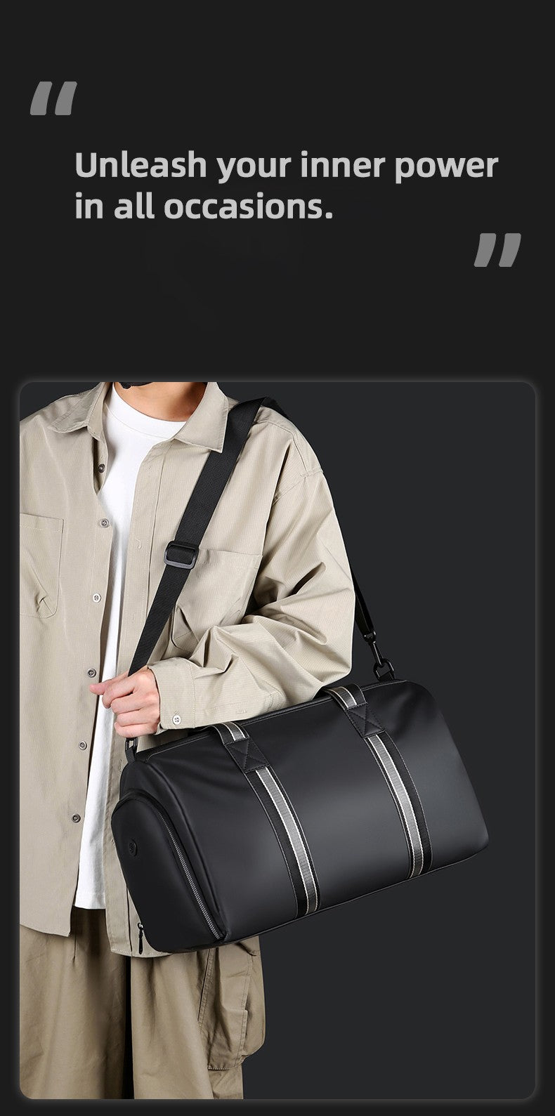 Men's Travel Bag with Wet Dry Separation Pocket Independent Shoe Case Large Capacity Gym Bag for Exercise Trip Motorbike Travel