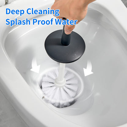 WORTHBUY Splash Proof Handle Toilet Brush With Base Soft Bristle Plastic Toilet Cleaning Brush Bathroom Toilet Cleaning Tools