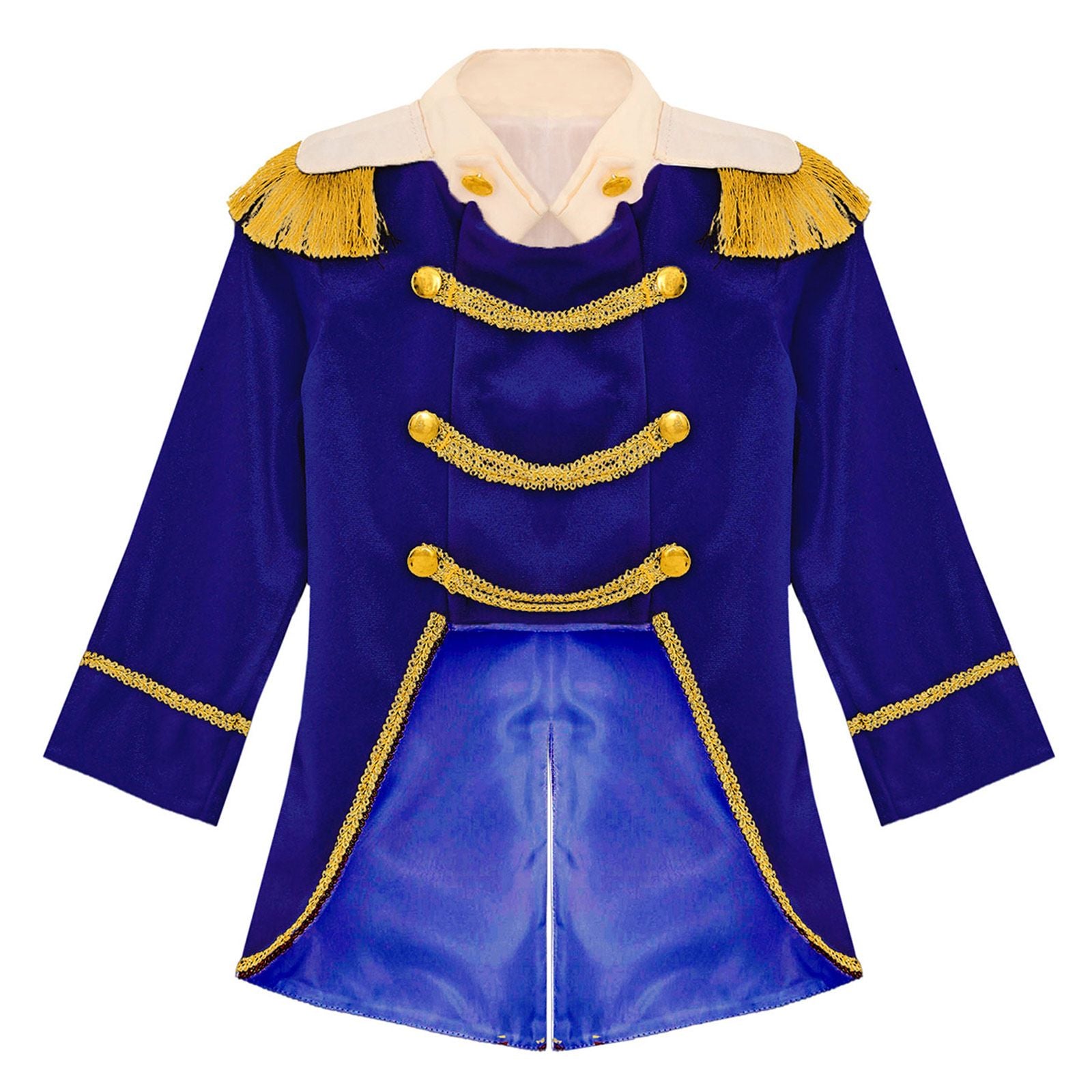 Little Boys Prince Cosplay Costume Long Sleeve Gold Fringe Braiding Velvet Tuxedo Tailcoat Royal Court Cosplay Jacket Dress Up