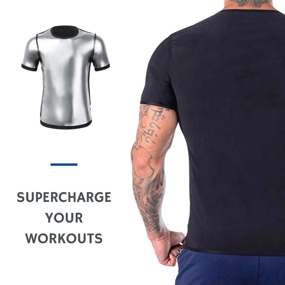 1PC Unisex Sauna Suit Short Sleeve Sweat Shirt Workout Vest for Gym Sport Fitness Body Shaper Slimming Top for Men And Women