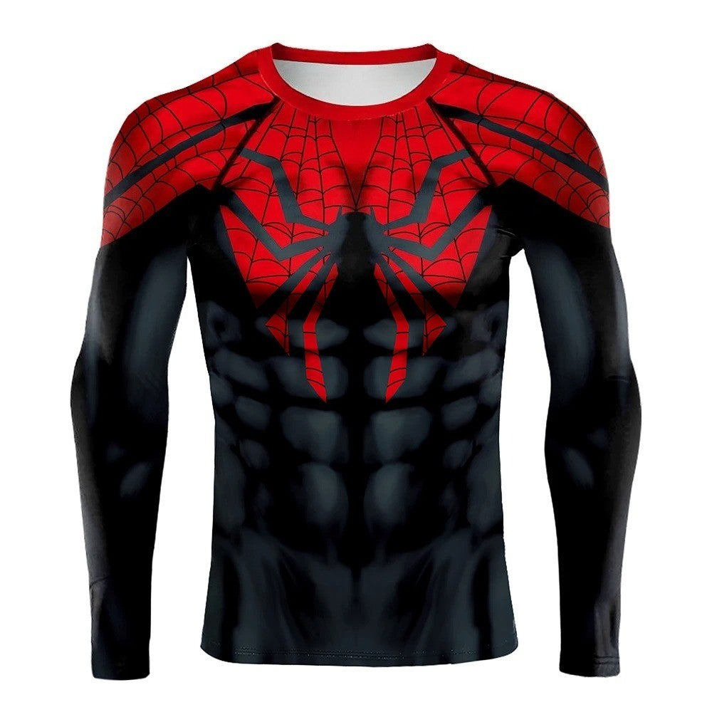 Mens Compression Shirts Long Sleeve Comics Spider Cosplay T-Shirt Superhero Tops Elastic Fitness Sportwear Halloween Clothes