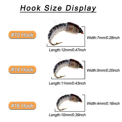 Iscas de Pesca-6/9 Peças/Caixa Ninfa Realista Isca de Camarão para Pesca de Truta Isca Artificial