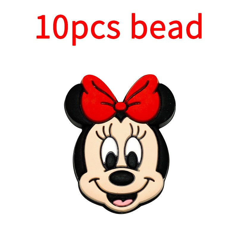10pcs Mickey Minnie Silicone Pacifier Clips Food Grade Teethers For Baby DIY Baby Soother Nursing Pacifier Chain Accessories