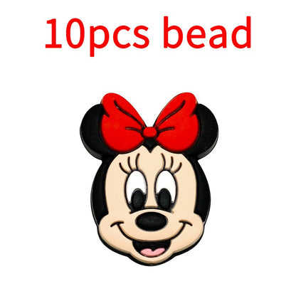 10pcs Mickey Minnie Silicone Pacifier Clips Food Grade Teethers For Baby DIY Baby Soother Nursing Pacifier Chain Accessories