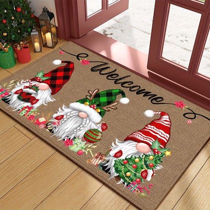 VIKAMA Christmas Elf Living Room & Bedroom Door Mat-Winter Holiday Decor With Anti-Slip Soft Material, Machine Washable