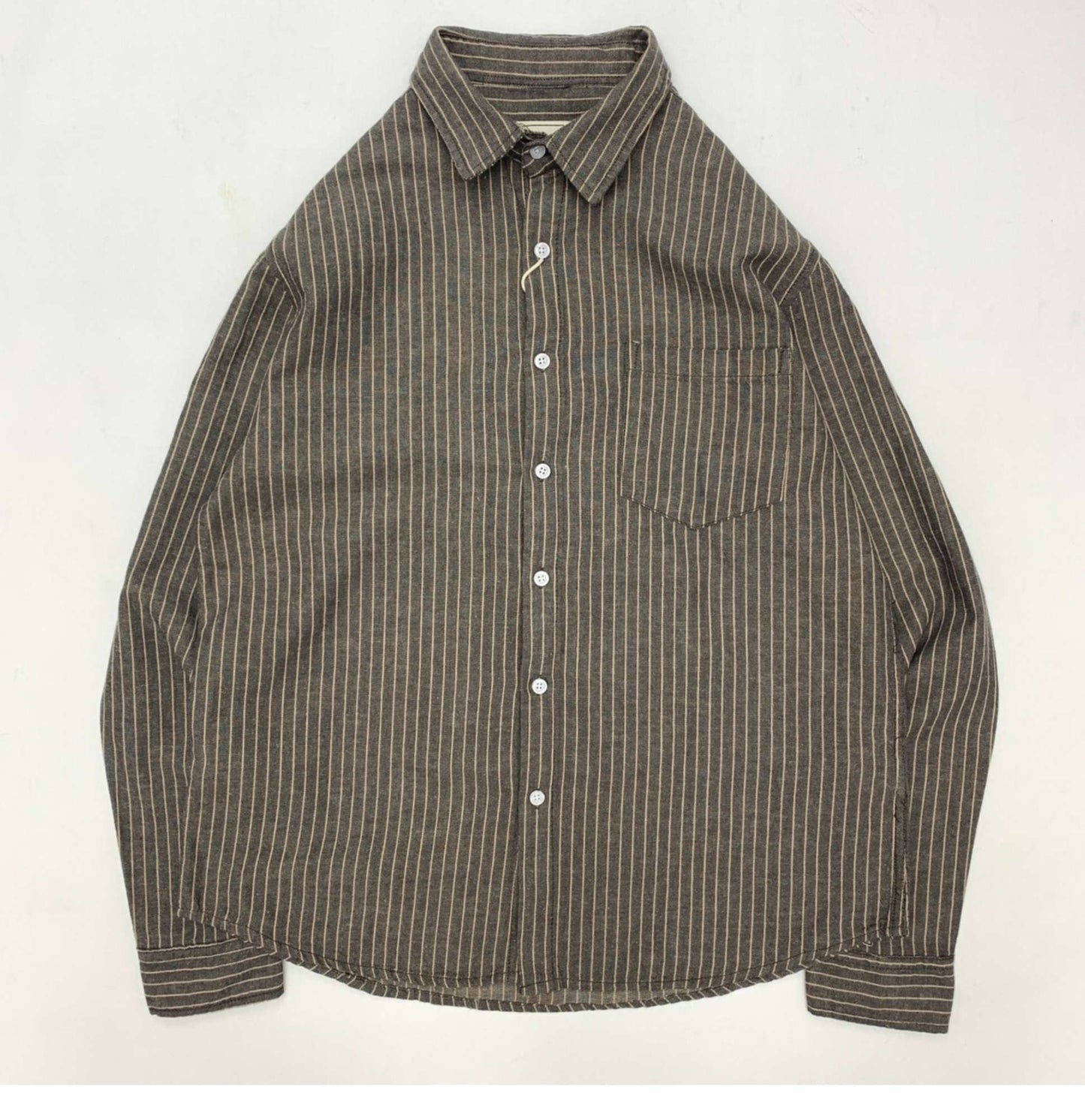 55% Linen 45% Cotton Vintage Striped Shirts for Men American Casual Retro Loose Blouses 2024 Spring Autumn Long Sleeve Male Tops
