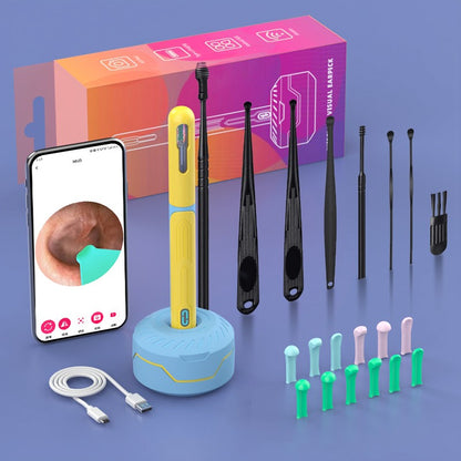 Conjunto de Limpeza de Ouvido com Câmera, Hastes para Ouvido, Otoscópio, Carregamento USB C, Ferramenta de Remoção de Cera com Endoscópio, Câmera Mini de Limpeza de Ouvido, Conjunto de Limpeza de Ouvido