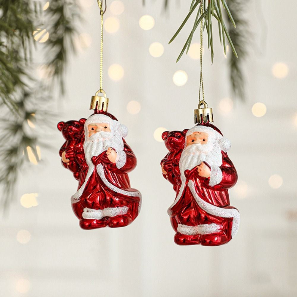 2PCS Red&white Christmas Hanging Decoration Plastic Santa Clause Xmas Ornament Ball Festival Camera Owl Xmas Baubles